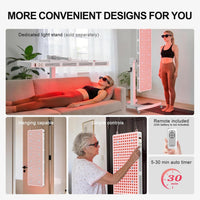 Red Light Therapy Full Body Panel, 480/630/660/810/830/850/1060Nm Blue Red near Infrared Light Device with 480 Dual Chip Clinical Grade Leds, Remote Control, Timer for Face, Body, BO-2400
