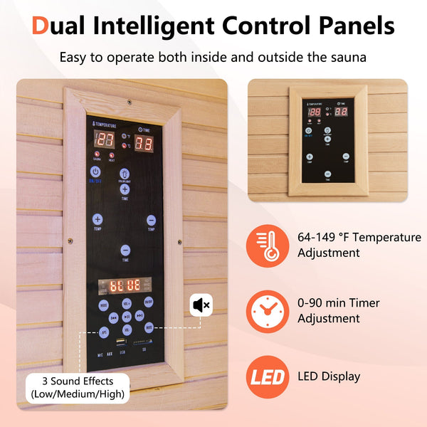 Two-Person Canadian Hemlock Far-Infrared Home Sauna