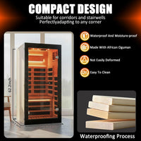 Infrared Sauna 1 Person Far Infrared Sauna Low EMF Indoor Sauna with Starry Light Ceiling Speakers Personal Dry Sauna for Home Gym Spa Fast Heating Easy Assembly 30.7X 30.7X62.2