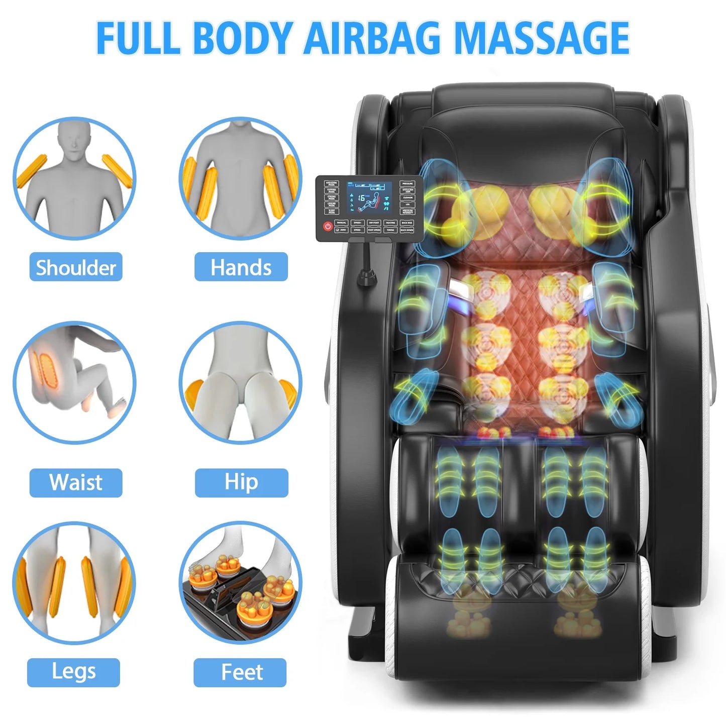 Shiatsu Massage Chair with Zero Gravity Recline, Full Body Air Compression, Heat Therapy, and Extendable Footrest - for Home/Office, Ideal Gift for Relaxation