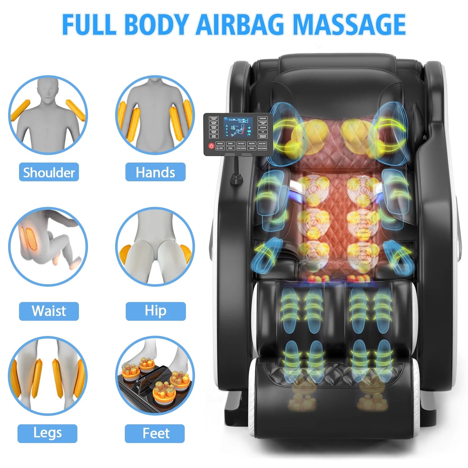 Shiatsu Massage Chair with Zero Gravity Recline, Full Body Air Compression, Heat Therapy, and Extendable Footrest - for Home/Office, Ideal Gift for Relaxation