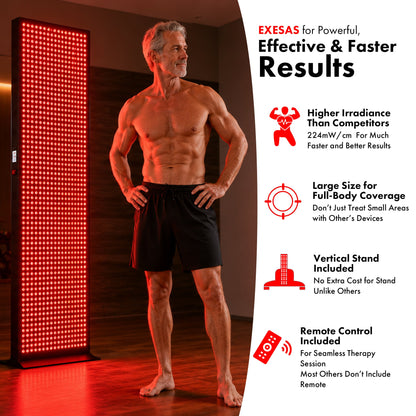 EXESAS     1216 LED, 6080W Dual-Chip, Red Light Therapy Device for Full Body, 4-Wavelengths Infrared LED Panel for Skin, Weight, Pain, Wellness