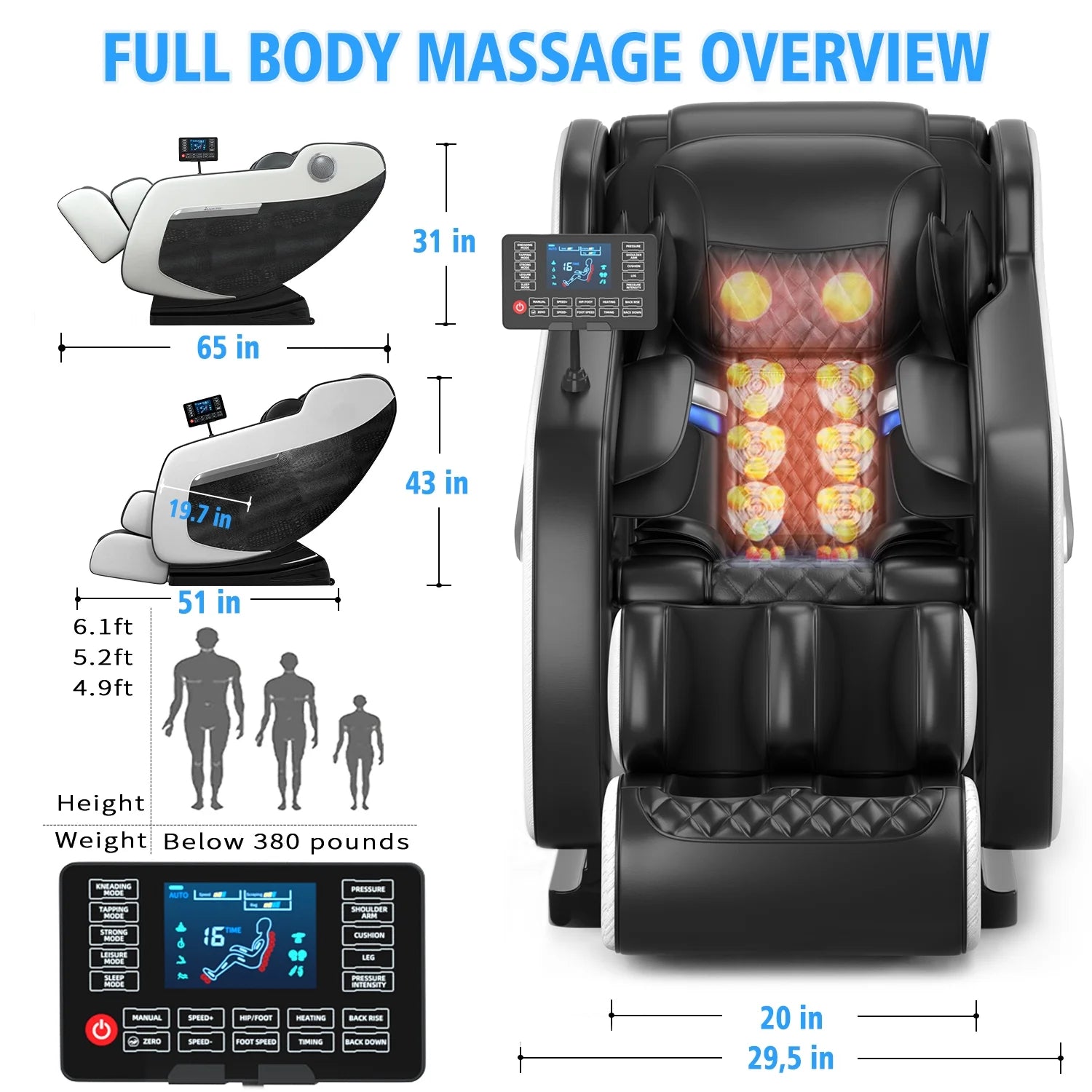 Shiatsu Massage Chair with Zero Gravity Recline, Full Body Air Compression, Heat Therapy, and Extendable Footrest - for Home/Office, Ideal Gift for Relaxation