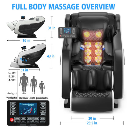 Shiatsu Massage Chair with Zero Gravity Recline, Full Body Air Compression, Heat Therapy, and Extendable Footrest - for Home/Office, Ideal Gift for Relaxation