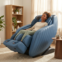 Blue Faux Leather Zero Gravity Recliner 3D Programmable Massage Chair — Lifestyle