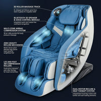 Blue Faux Leather Zero Gravity Recliner 3D Programmable Massage Chair — How It Works