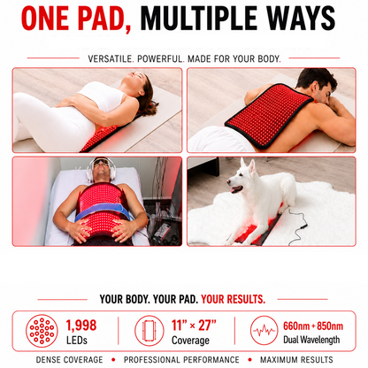 Large Red Light Therapy Pad – 27" x 11" with 1,998 LEDs to Help Support Pain Relief & Recovery
