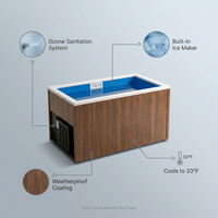 Cold Plunge Tub Built for Year-Round Recovery, Built-In Ice Maker, Ozone Sanitation, Weatherproof Coating — infographic