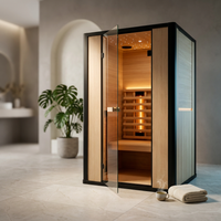 Infrared Sauna 1 Person Far Infrared Sauna Low EMF Indoor Sauna with Starry Light Ceiling Speakers Personal Dry Sauna for Home Gym Spa Fast Heating Easy Assembly 30.7X 30.7X62.2 — Studio Shot