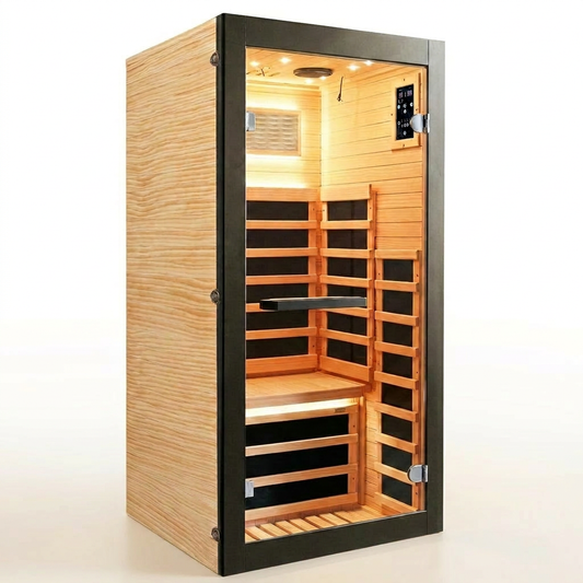 Infrared Sauna 1 Person Far Infrared Sauna Low EMF Indoor Sauna with Starry Light Ceiling Speakers Personal Dry Sauna for Home Gym Spa Fast Heating Easy Assembly 30.7X 30.7X62.2 — Studio Shot