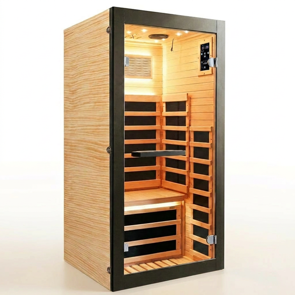 Infrared Sauna 1 Person Far Infrared Sauna Low EMF Indoor Sauna with Starry Light Ceiling Speakers Personal Dry Sauna for Home Gym Spa Fast Heating Easy Assembly 30.7X 30.7X62.2 — Studio Shot
