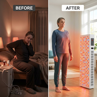 Red Light Therapy Full Body Panel, 480/630/660/810/830/850/1060Nm Blue Red near Infrared Light Device with 480 Dual Chip Clinical Grade Leds, Remote Control, Timer for Face, Body, BO-2400 — Before & After
