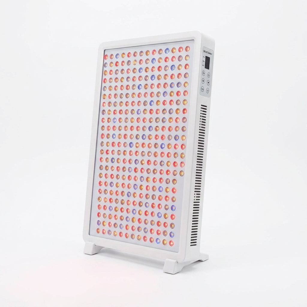 Red Light Therapy Full Body Panel, 480/630/660/810/830/850/1060Nm Blue Red near Infrared Light Device with 480 Dual Chip Clinical Grade Leds, Remote Control, Timer for Face, Body, BO-2400 — Studio Shot