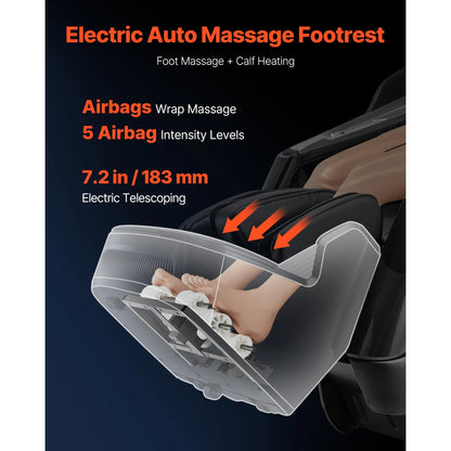 Succebuy Massage Chair 4D Full Body Zero Gravity Recliner W/Sl Track Stretch AI Voice Control Heat Foot Roller Retractable Pedal