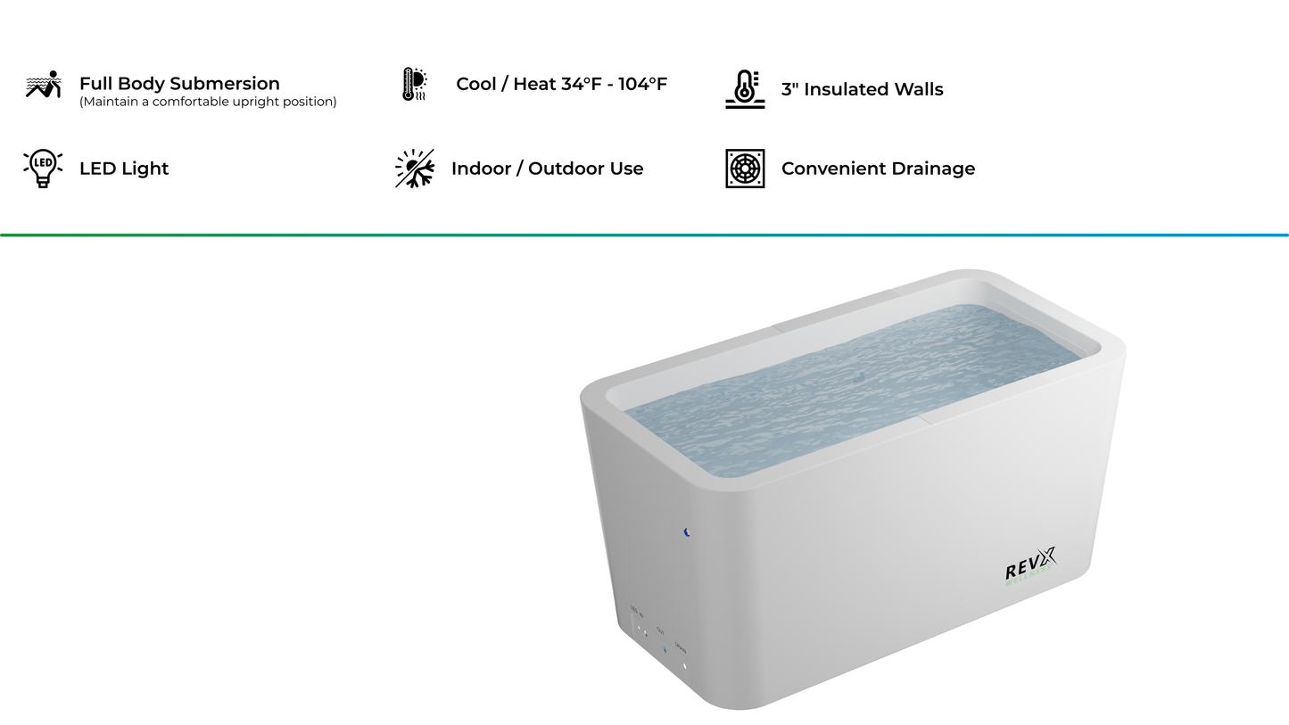RevX Acrylic X Tub Cold Plunge + LUX High Performance Chiller and Filtration System