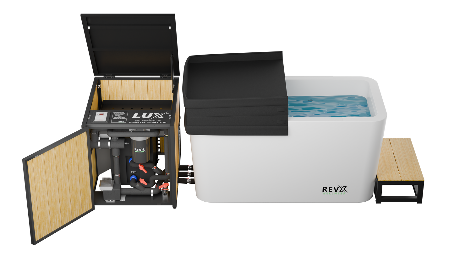 RevX Acrylic X Tub Cold Plunge + LUX High Performance Chiller and Filtration System